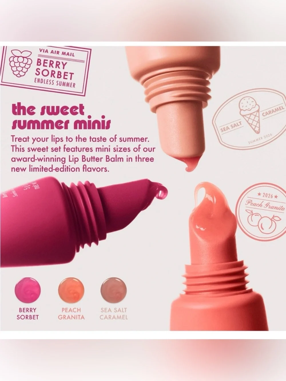 NIB Summer Fridays The Sweet Summer Minis Lip Butter Balm Trio Limited Edition